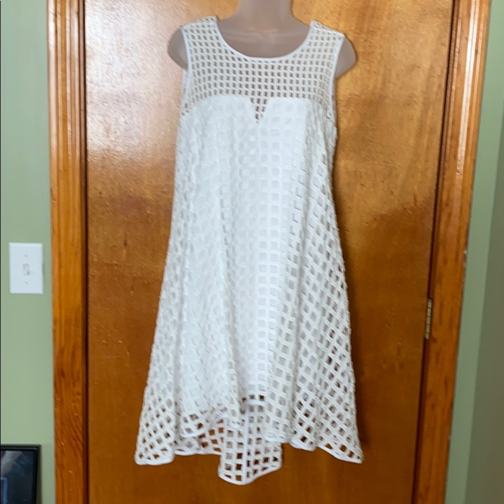Milly White Lined Eyelit Dress